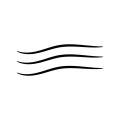 Simple three wave icon representing motion or water, used for symbolizing waves, sound, or fluid movement