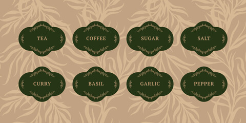 Large set of sugar, tea, curry, chili