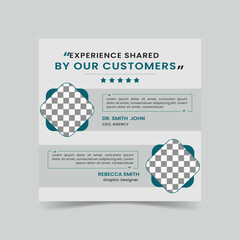Client feedback testimonial social media post. Social media banner template.