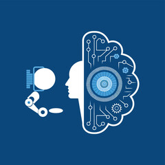 vector Artificial Intelligence model Robot  with ai info-graph design help in business

