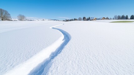 Snowy path through a winter landscape