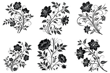 floral black pattern vector silhouette