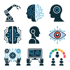 vector Artificial Intelligence model Robot  with ai info-graph design help in business
