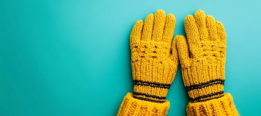 Clothes banner featuring a stylish pair of gloves on a bright lime green background for fashion lovers.