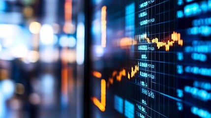 Fototapeta premium Close up of stock market chart displaying financial data with colorful graph indicators : Generative AI