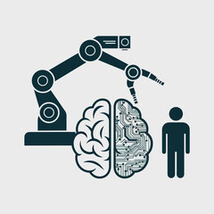 vector Artificial Intelligence model Robot  with ai info-graph design help in business
