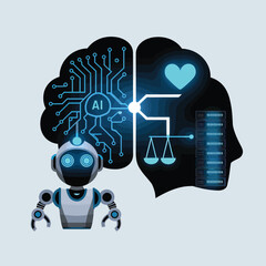vector Artificial Intelligence model Robot  with ai info-graph design help in business

