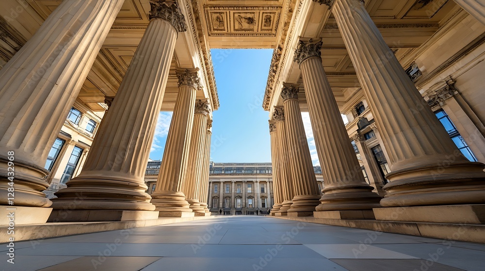 Leinwandbilder stunning view of ancient columns showcasing grand architecture and blue sky : generative ai
