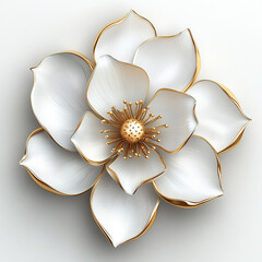 frangipani flower isolated on white Elegant Gold and White Flower