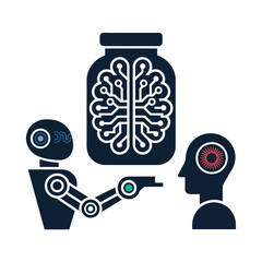 vector Artificial Intelligence model Robot  with ai info-graph design help in business
