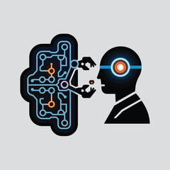 vector Artificial Intelligence model Robot  with ai info-graph design help in business
