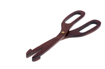 wooden kitchen tongs isolated