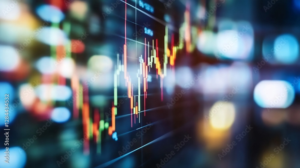 Fototapete Abstract Financial Chart Displaying Stock Market Trends and Trading Data on Digital Screen : Generative AI