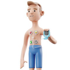 Character doing Electrocardiogram. 3d illustration