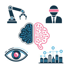 vector Artificial Intelligence model Robot  with ai info-graph design help in business
