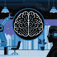vector Artificial Intelligence model Robot  with ai info-graph design help in business
