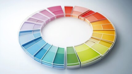 Fototapeta premium Color wheel with vibrant segments illustrating shades and tones for artistic design