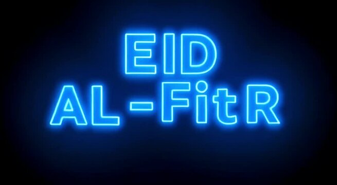 Eid al-Fitr Celebration Neon Sign and Festive.
