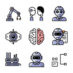 vector Artificial Intelligence model Robot  with ai info-graph design help in business

