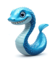 Obraz premium Cartoon Sea Serpent Smiling Playfully Isolated on White Background