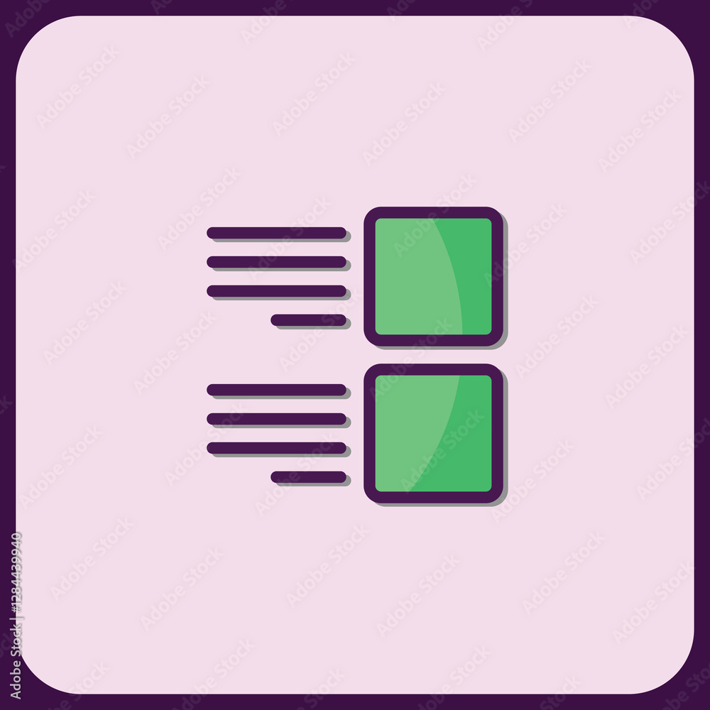 Poster abstract green data blocks with side menu icon