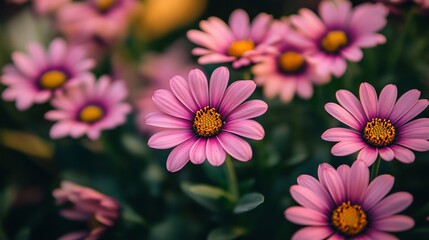 Obraz premium Close-up of Pink Osteospermum Flowers in Garden Setting