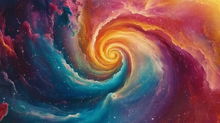 Multicolor swirls explosion in an abstract galaxy