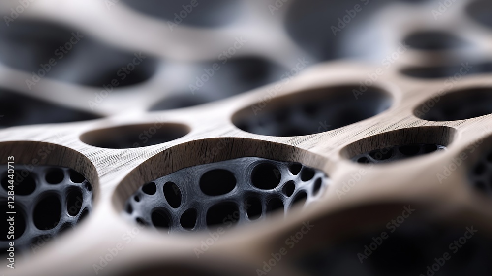 Fototapete abstract closeup of a wooden structure showcasing organic patterns and smooth curves with negative s