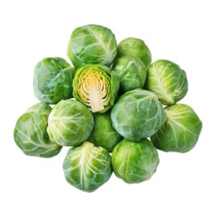 Obraz premium Green brussels sprouts isolated on transparent background
