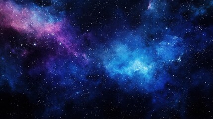 Obraz premium A stunning cosmic scene featuring vibrant blue and purple nebulae against a backdrop of twinkling stars.