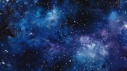 Obraz premium A stunning deep space watercolor illustration showcasing a vibrant blend of blue, purple, and white hues.