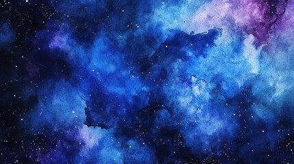Obraz premium A stunning abstract watercolor background depicting a cosmic scene in shades of blue and purple.
