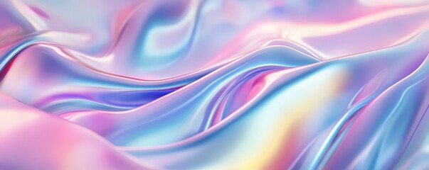 Iridescent silk fabric with soft pastel colors and smooth waves