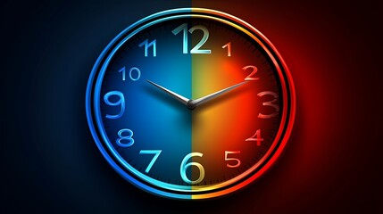 Classic clock icon showing 02:00 or 14:00 on colourful background