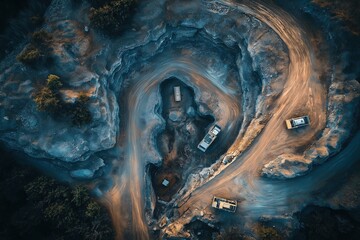 Mining operations reshape rugged terrain in remote mountains