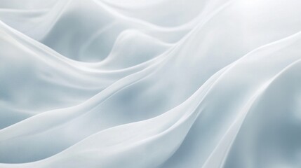 Fototapeta premium Delicate white fabric drapes softly, creating smooth, flowing waves that evoke a sense of calm and tranquility.