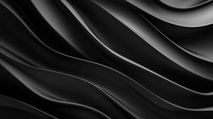 Obraz premium Abstract black waves create a smooth, flowing texture in this monochromatic design.