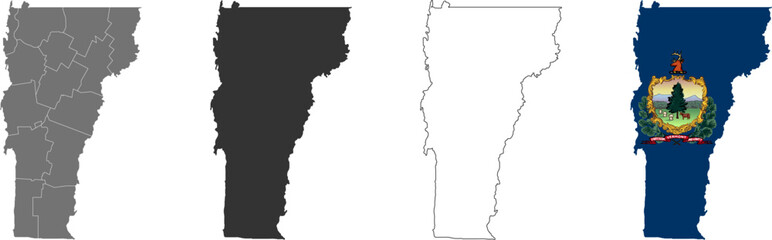 Vermont state of USA. Vermont territory and flag. States of America territory on white background. Separate states. Vector illustration