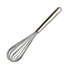 Vibrant Stainless Steel Whisk with Polished Wires Isolated on Transparent Background
