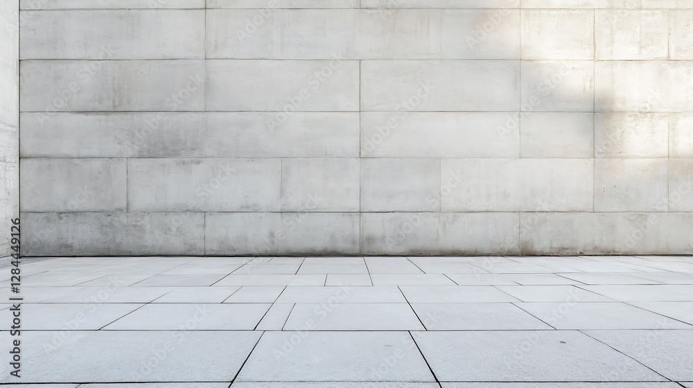 Poster Minimalist concrete wall with smooth texture and soft shadows creating a clean industrial backdrop : Generative AI