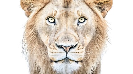 Fototapeta premium Majestic Lion Portrait Showcasing Intense Gaze and Powerful Presence in Natural Habitat