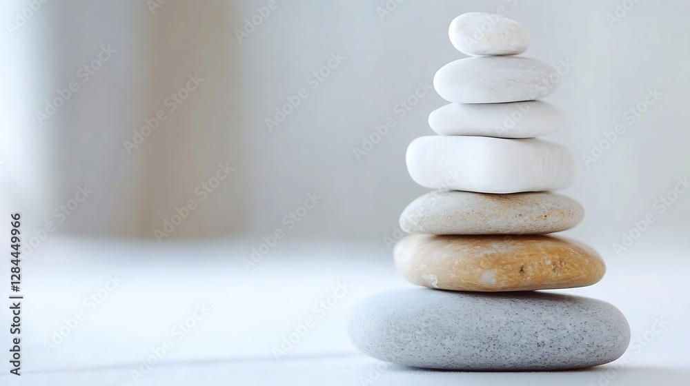 Aufkleber artistic arrangement of smooth stones stacked in a calming formation symbolizing balance and harmony