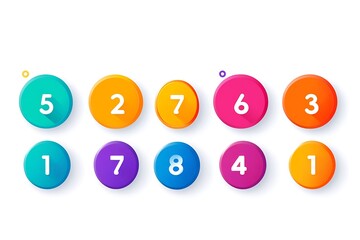 Colorful Circles Showing Numbers Arranged On A White Background