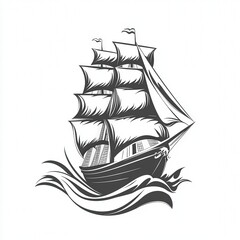 Design of ship icon logo illustration isolated on white background