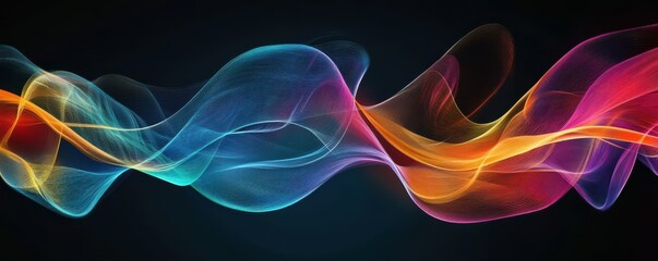 Obraz premium Colorful abstract light waves on dark background