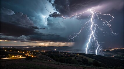 Storms of Destruction Lightning Strikes in the Dark Sky