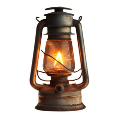 A Flickering Flame from a Kerosene Lantern Isolated on Transparent Background