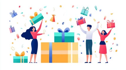 Cashback and customer loyalty program concept and shopping discount vouchers. Get online rewards and awards. Get rewards, discounts, cashback for shopping. Online awards. Flat illustration.