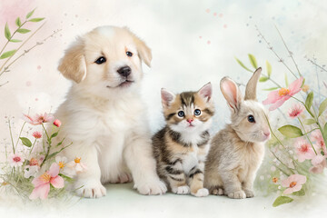 Cute Baby Animals in Watercolor Style &ndash; Adorable Kids Illustration