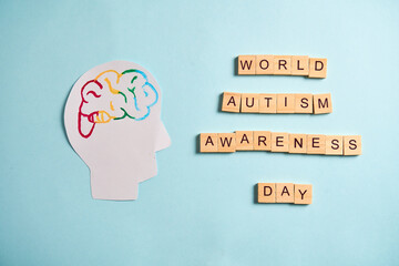 Autism Awareness: Celebrating Neurodiversity and Inclusion, Silhouette of head with colored brain